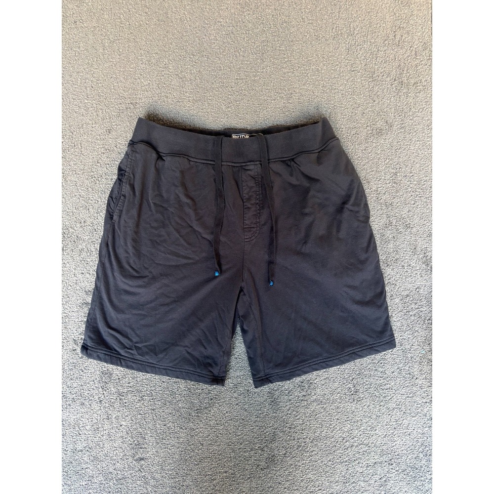 DudeRobe Sweat Shorts Men Large/XL Black Cotton Drawstring Pockets Elastic Waist